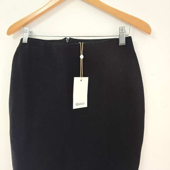 Quince Skirt Small Stretch Ponte Knit Pencil Black Knee Length Business NWT - Picture 3 of 8